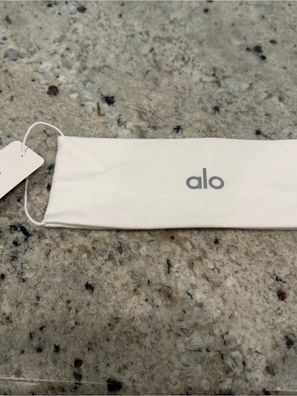 ALO Yoga Cream Headband with Grey Logo